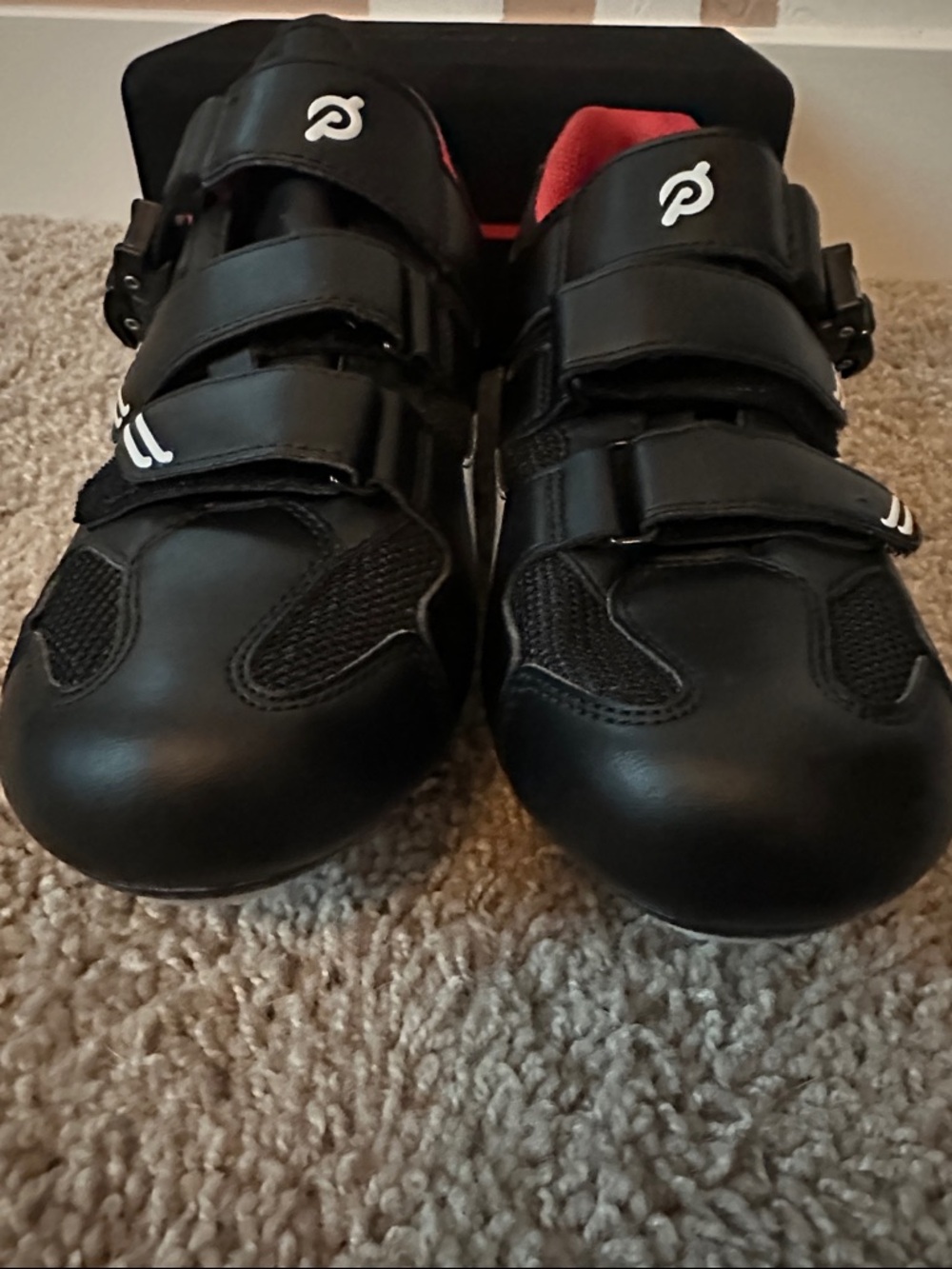 Peloton Cycling Sneakers - Black with Red Lining and White Accent - Picture 2 of 5